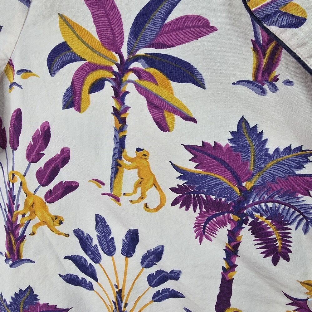Printfresh Pajama Top Shirt Womens Multicolor Cotton XL Tropical Short Sleeve